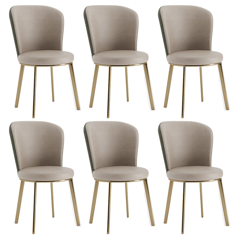 Scandinavian Style Leather Dining Chairs Solid Back Armless Dining Chairs for Home