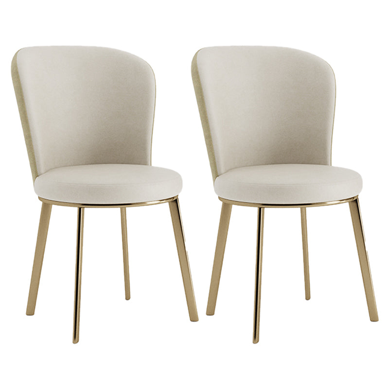 Scandinavian Style Leather Dining Chairs Solid Back Armless Dining Chairs for Home