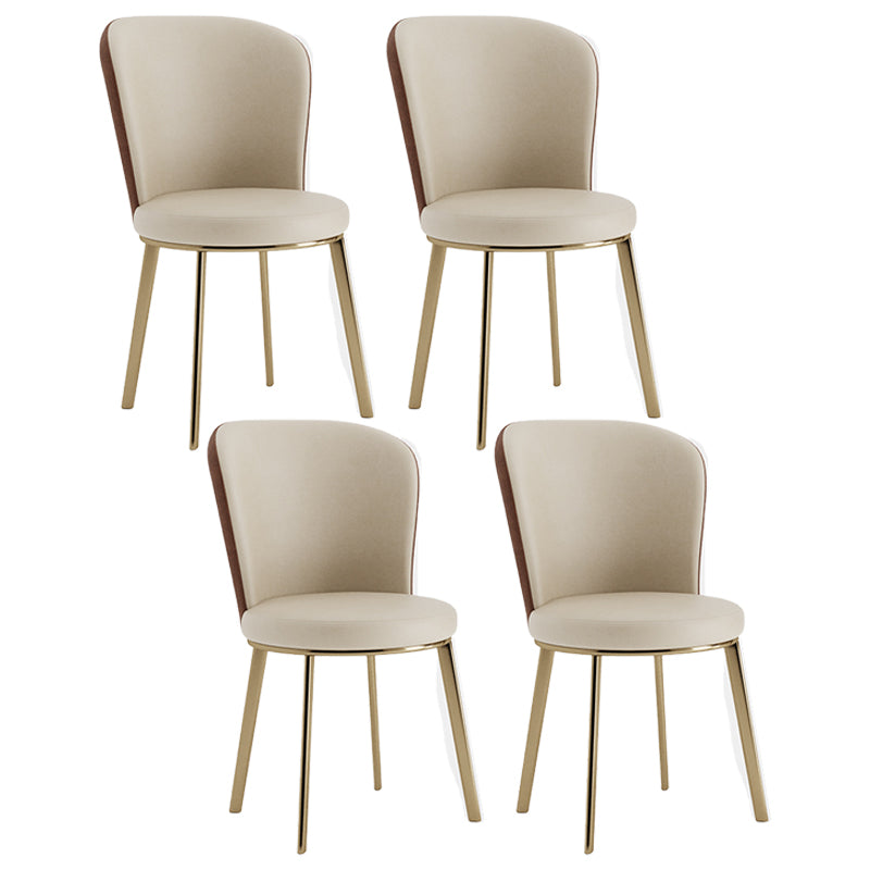 Scandinavian Style Leather Dining Chairs Solid Back Armless Dining Chairs for Home