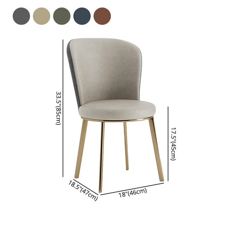 Scandinavian Style Leather Dining Chairs Solid Back Armless Dining Chairs for Home