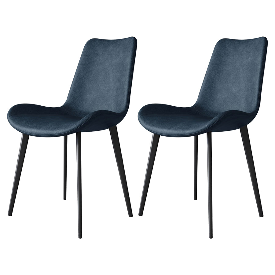 Chaises de salle à manger en cuir style contemporain Chaises de salle à manger sans accoudoirs à dossier solide (Ensemble de 2)