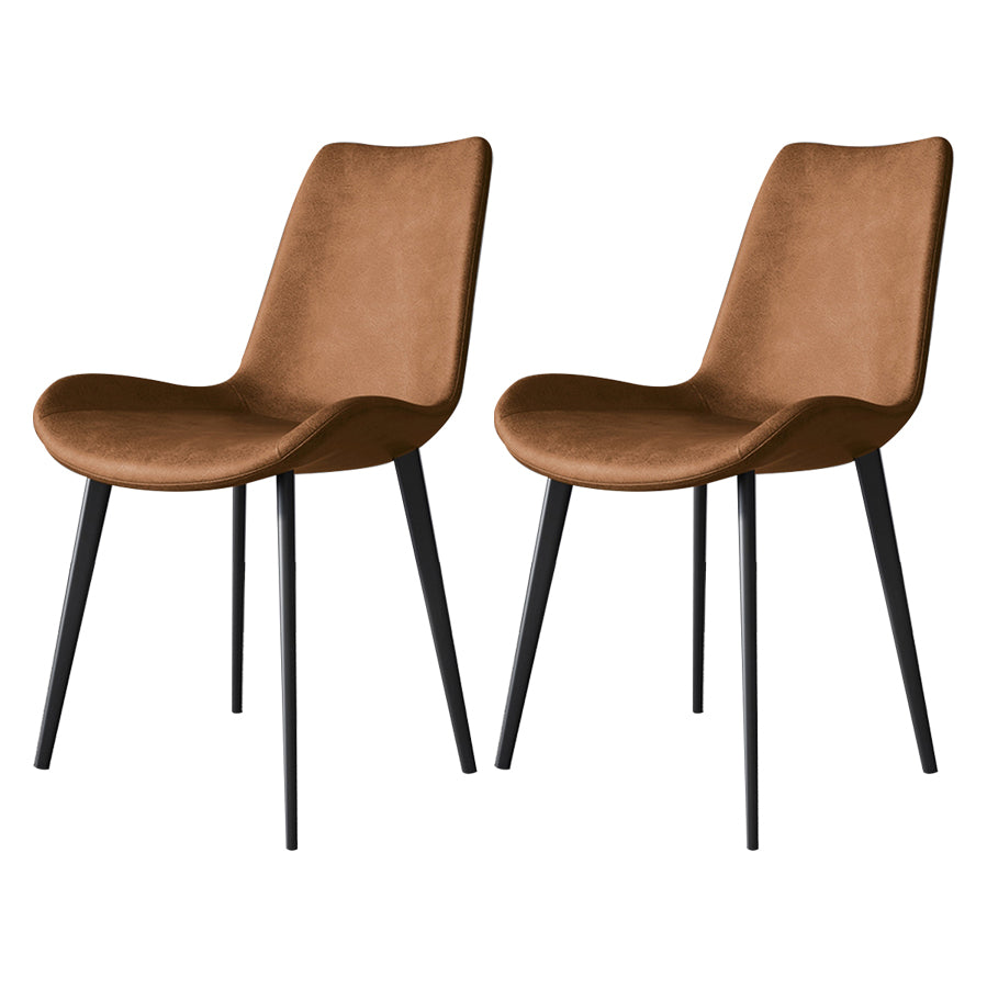 Chaises de salle à manger en cuir style contemporain Chaises de salle à manger sans accoudoirs à dossier solide (Ensemble de 2)