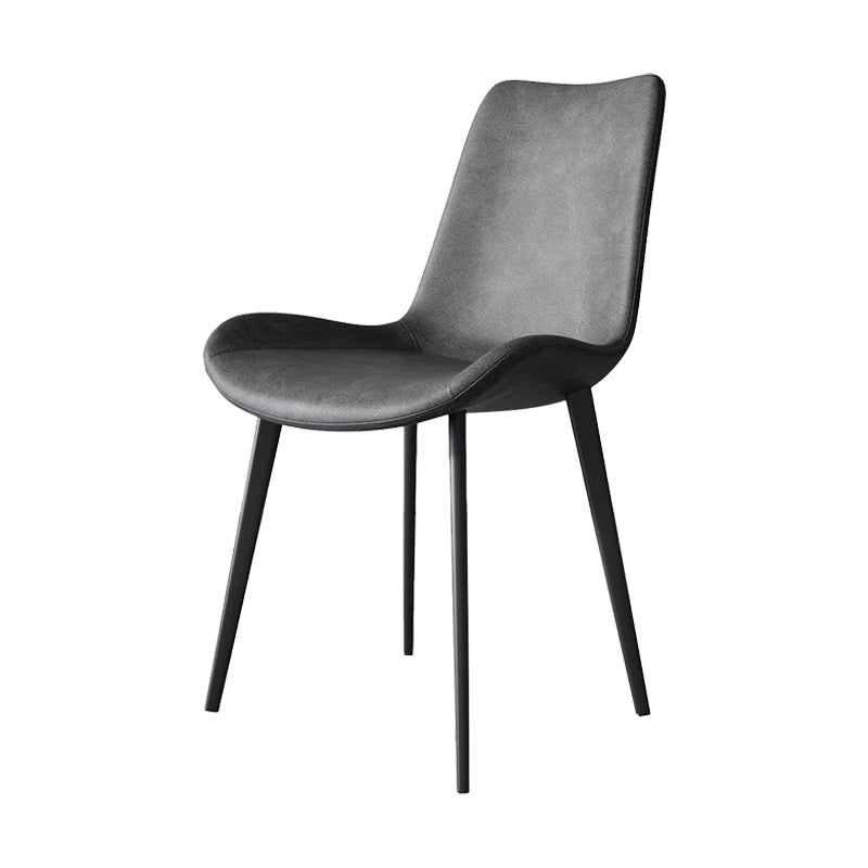 Chaises de salle à manger en cuir style contemporain Chaises de salle à manger sans accoudoirs à dossier solide (Ensemble de 2)