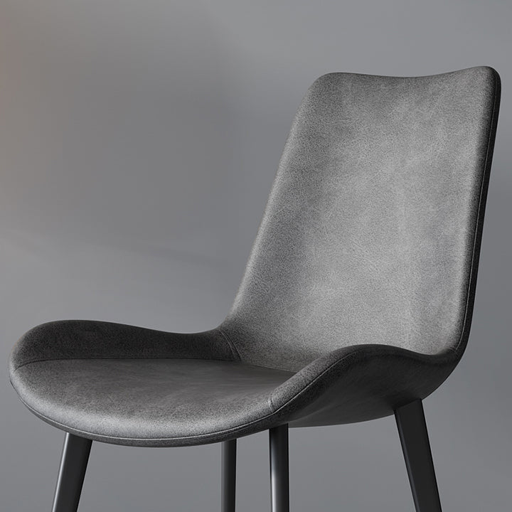 Chaises de salle à manger en cuir style contemporain Chaises de salle à manger sans accoudoirs à dossier solide (Ensemble de 2)