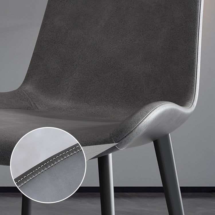 Chaises de salle à manger en cuir style contemporain Chaises de salle à manger sans accoudoirs à dossier solide (Ensemble de 2)