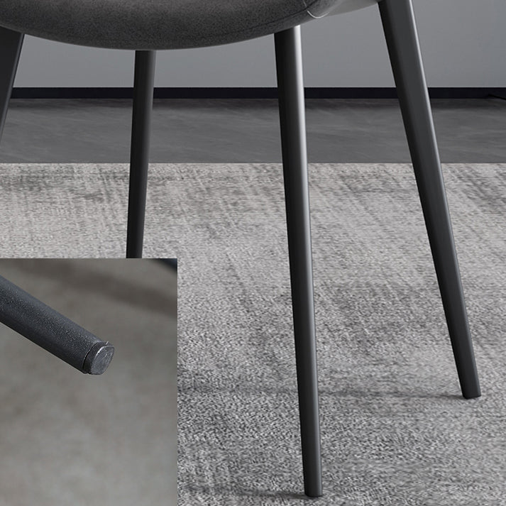 Chaises de salle à manger en cuir style contemporain Chaises de salle à manger sans accoudoirs à dossier solide (Ensemble de 2)