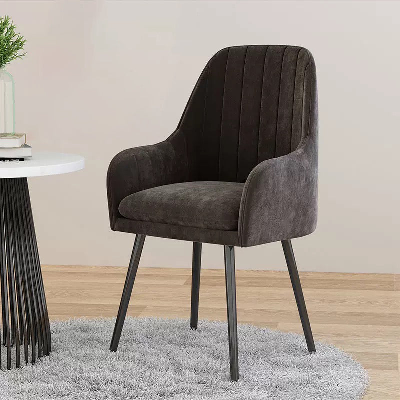 Sillón tapizado de estilo escandinavo, respaldo sólido, silla individual de comedor para el hogar