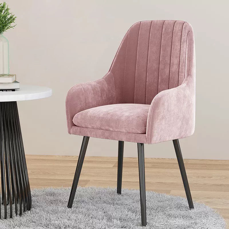 Sillón tapizado de estilo escandinavo, respaldo sólido, silla individual de comedor para el hogar