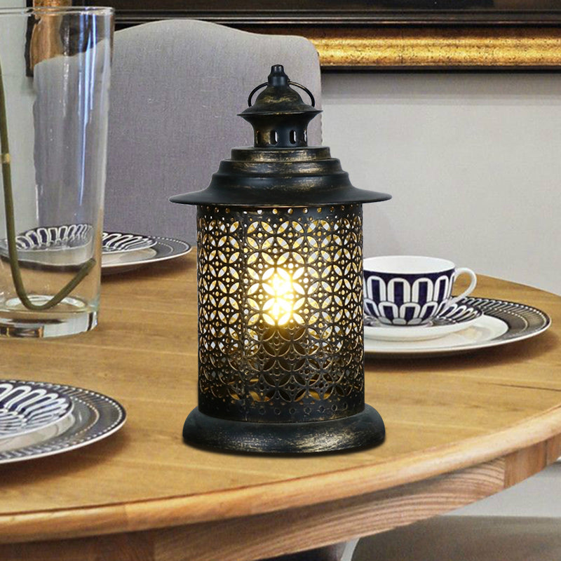 5 "/6,5" breit 1 Kopf Candlestick Light Antiqued aus Metall Nachttischlampe in Schwarz