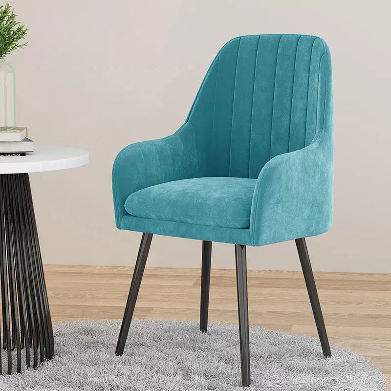 Sillón tapizado de estilo escandinavo, respaldo sólido, silla individual de comedor para el hogar