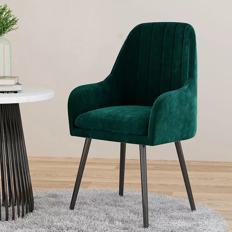 Sillón tapizado de estilo escandinavo, respaldo sólido, silla individual de comedor para el hogar