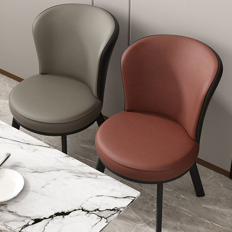 Chaise d'appoint en Faux cuir de Style moderne, chaises de salle à manger sans accoudoirs à dossier solide pour la cuisine