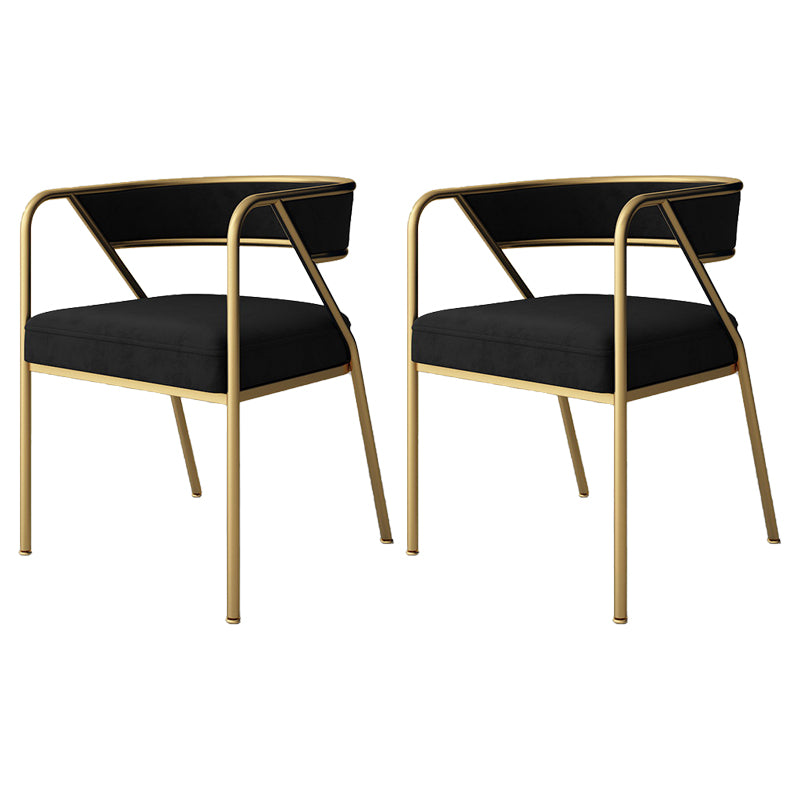 Sillones tapizados de lujo de estilo escandinavo, silla auxiliar de comedor con respaldo abierto (juego de 2)