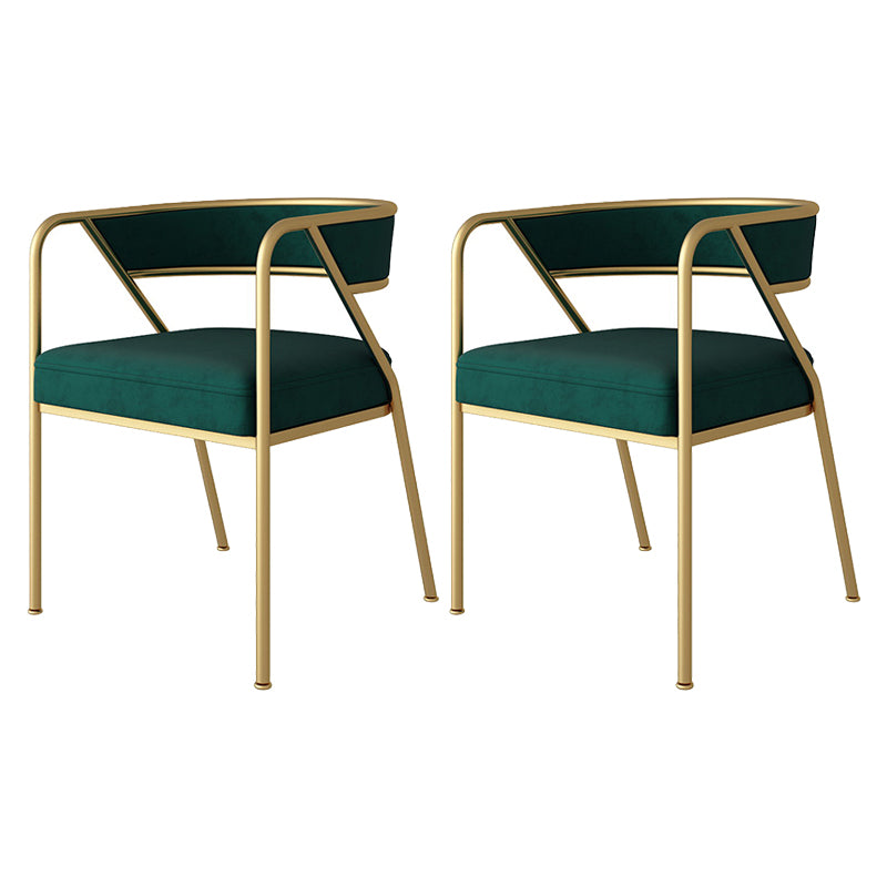 Sillones tapizados de lujo de estilo escandinavo, silla auxiliar de comedor con respaldo abierto (juego de 2)