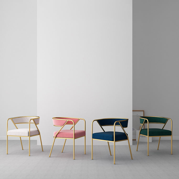 Sillones tapizados de lujo de estilo escandinavo, silla auxiliar de comedor con respaldo abierto (juego de 2)