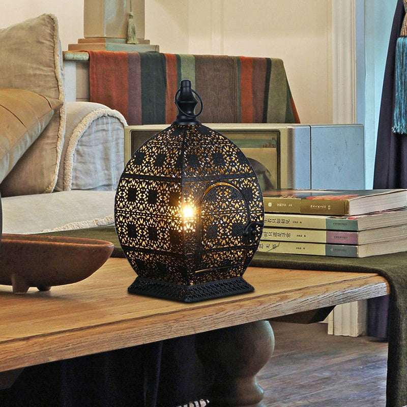 5 "/6,5" breit 1 Kopf Candlestick Light Antiqued aus Metall Nachttischlampe in Schwarz