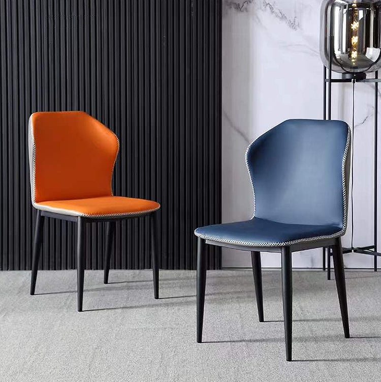 Chaises d'appoint Parsons à oreilles style contemporain Chaises de salle à manger en cuir (Ensemble de 2)