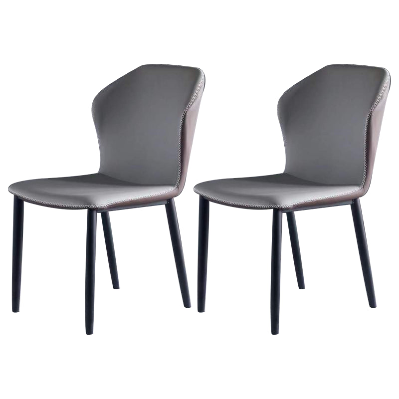 Chaises d'appoint Parsons à oreilles style contemporain Chaises de salle à manger en cuir (Ensemble de 2)
