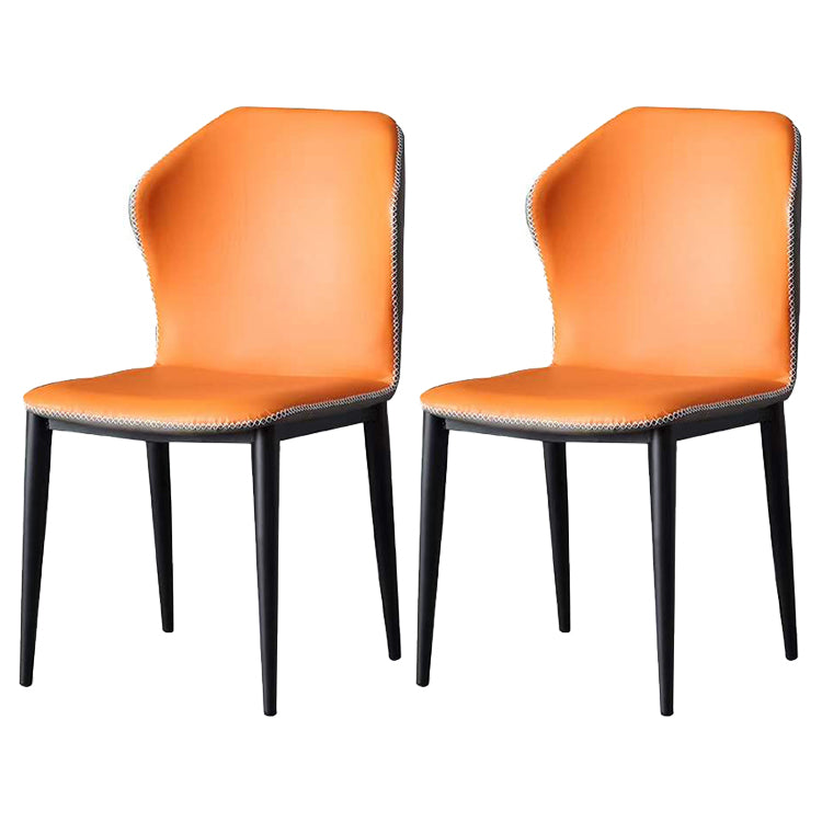 Chaises d'appoint Parsons à oreilles style contemporain Chaises de salle à manger en cuir (Ensemble de 2)