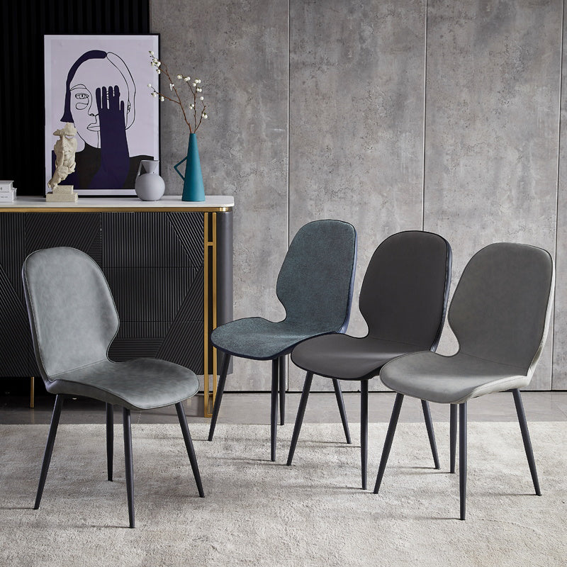 Sillas de comedor de cuero de estilo minimalista, sillas Wingback Parsons para cocina