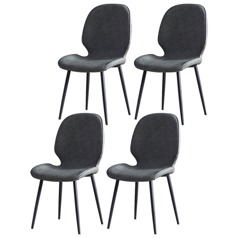 Sillas de comedor de cuero de estilo minimalista, sillas Wingback Parsons para cocina