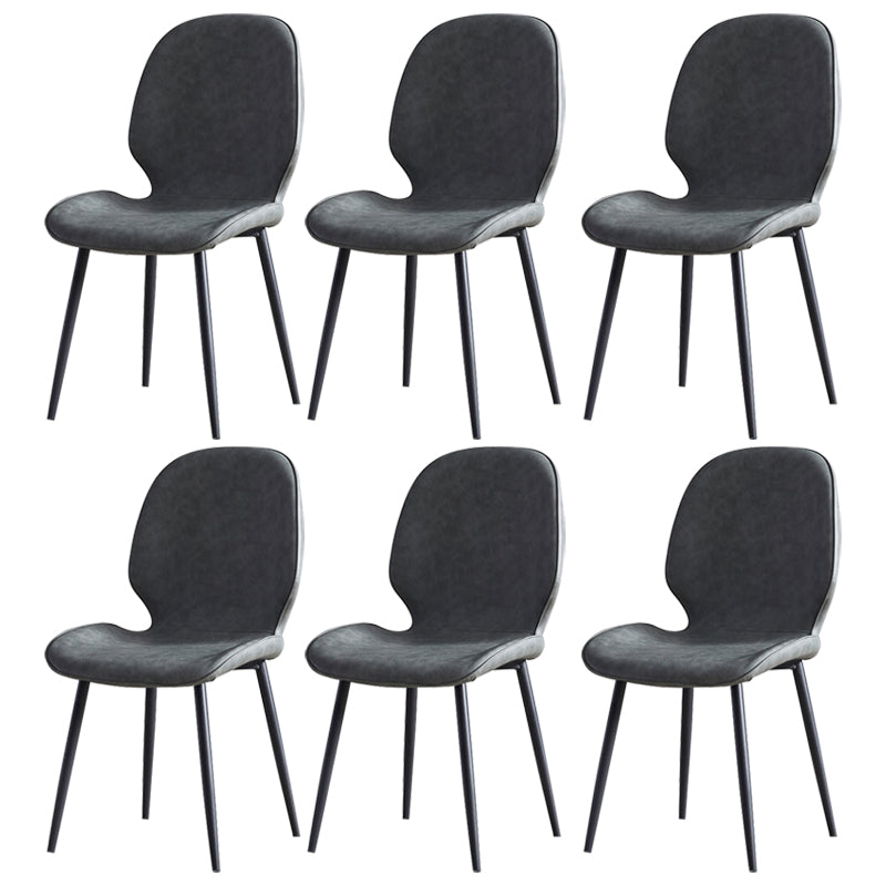 Sillas de comedor de cuero de estilo minimalista, sillas Wingback Parsons para cocina