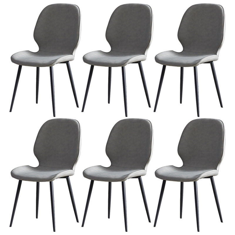 Sillas de comedor de cuero de estilo minimalista, sillas Wingback Parsons para cocina
