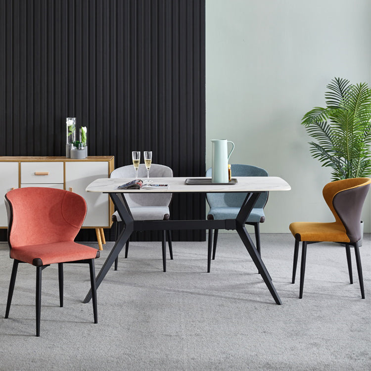 Chaise d'intérieur et d'extérieur moderne en métal, chaise d'appoint à oreilles sans accoudoirs pour salle à manger