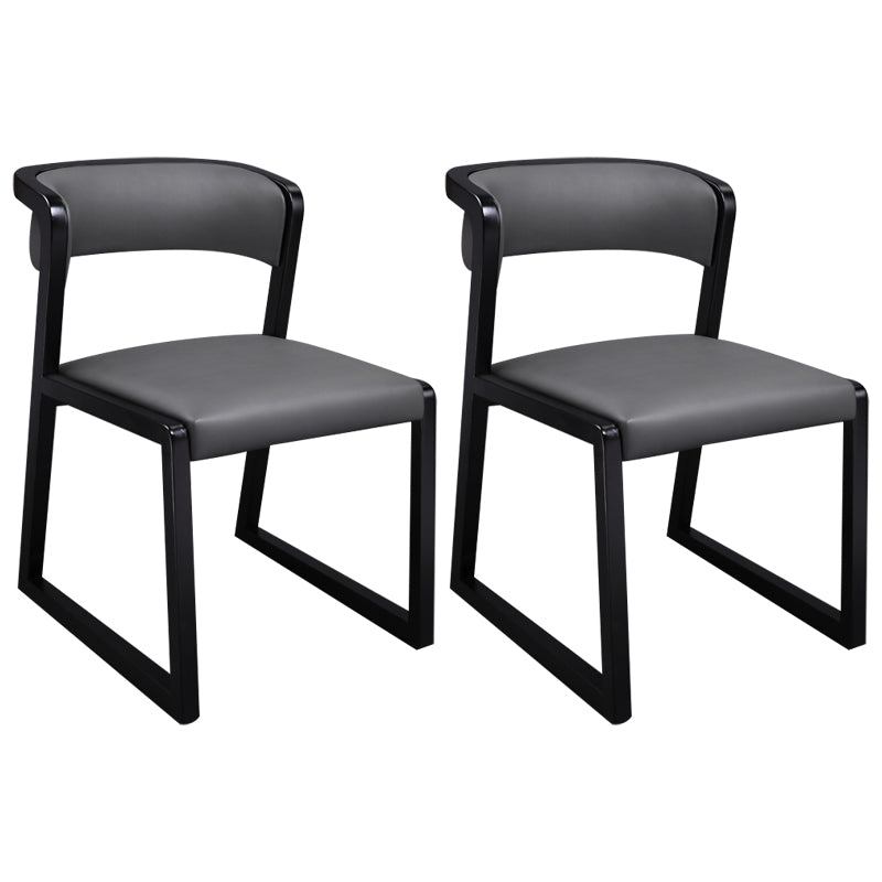 Chaises de salle à manger rembourrées sans accoudoirs de style minimaliste Chaise d'appoint à dossier ouvert (Ensemble de 2)