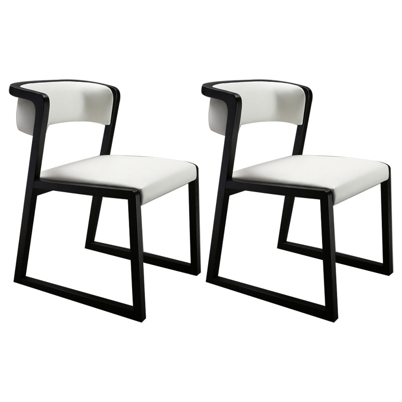 Chaises de salle à manger rembourrées sans accoudoirs de style minimaliste Chaise d'appoint à dossier ouvert (Ensemble de 2)