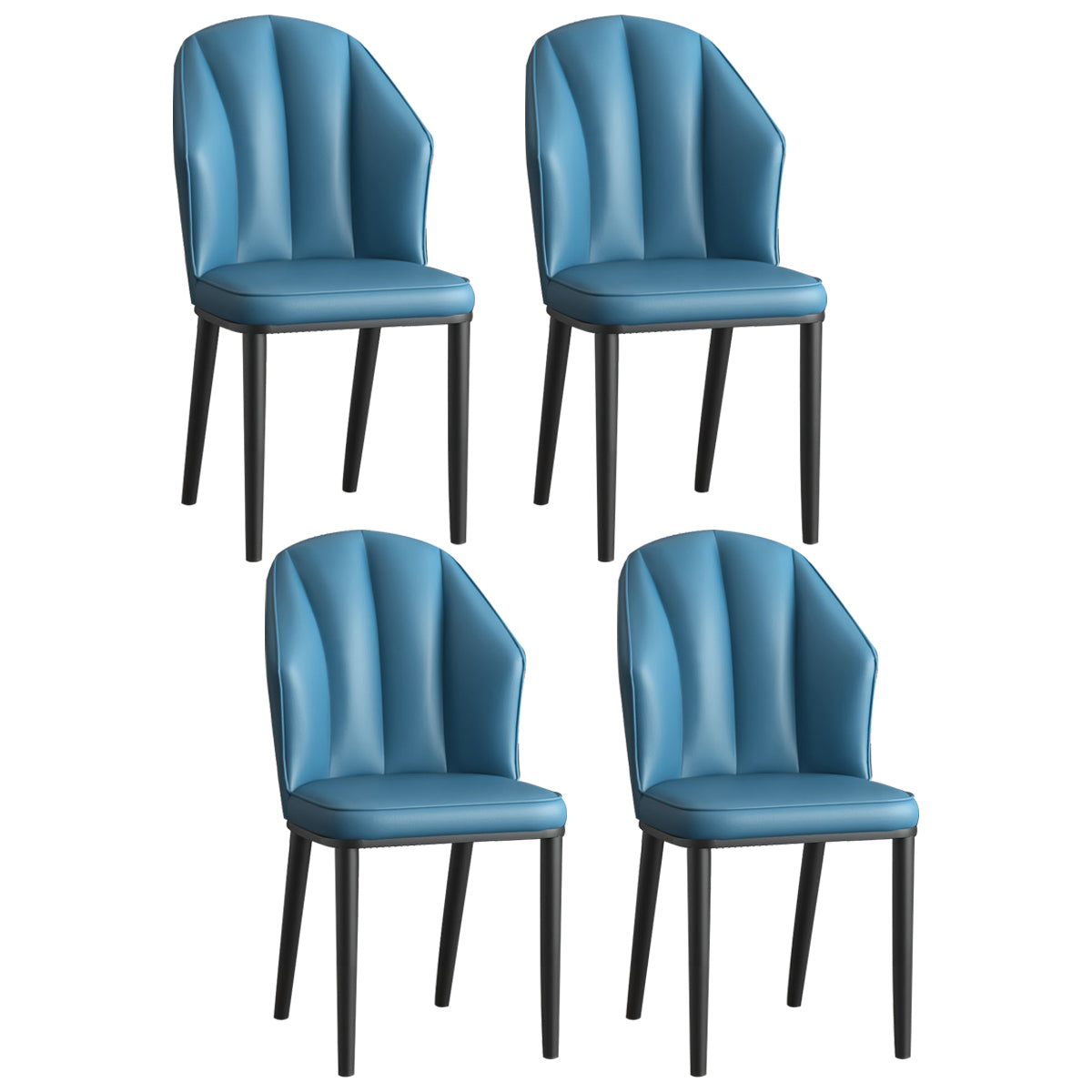 La salle à manger en métal Glam préside les chaises en cuir latérales tapissées sans bras pour le restaurant