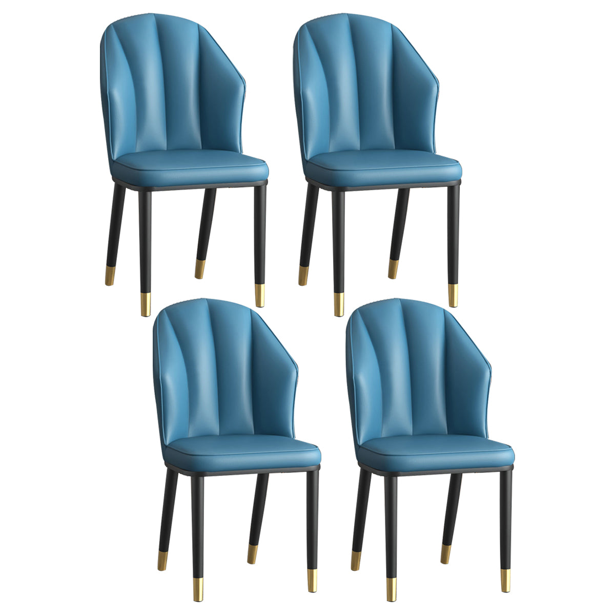 La salle à manger en métal Glam préside les chaises en cuir latérales tapissées sans bras pour le restaurant