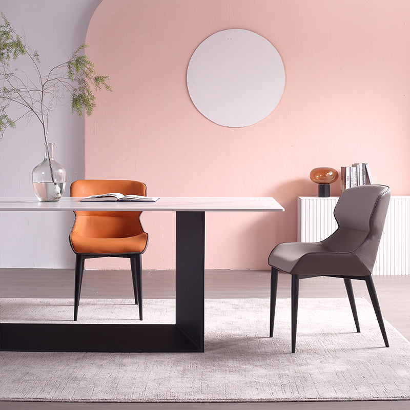 Moderne indoor-outdoor eetkamer fauteuils gestoffeerde linnen stof dineren metalen stoel