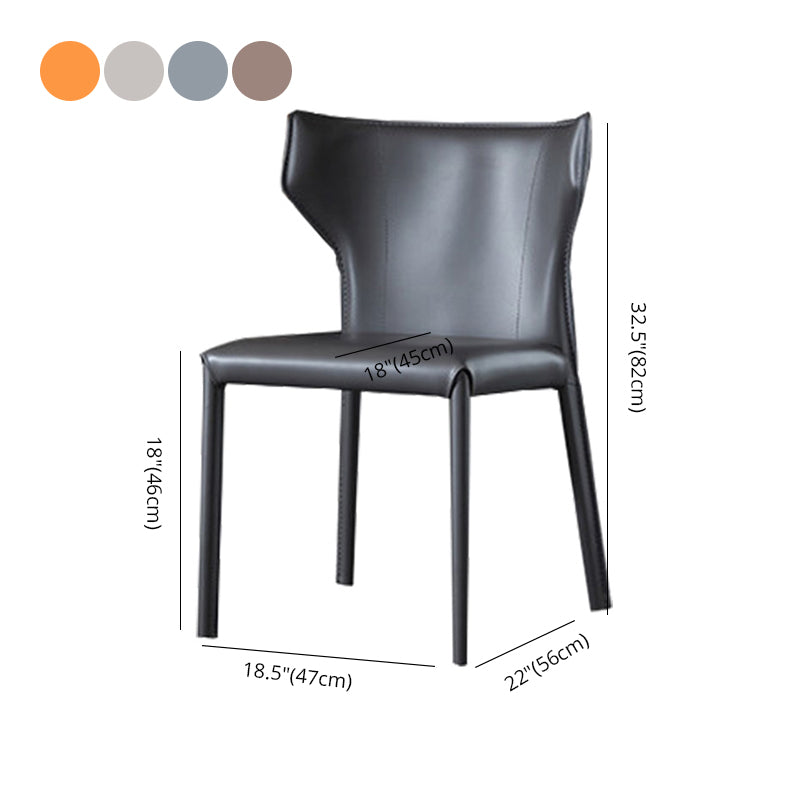 Contemporary Saddle Leather Restaurant Side Chair Matte Finish Wingback Dining Chair (Set of 2)