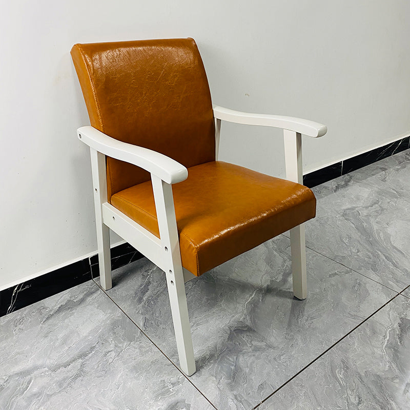 Fauteuil rembourré à dossier solide, fauteuil de salle à manger simple avec pieds en bois