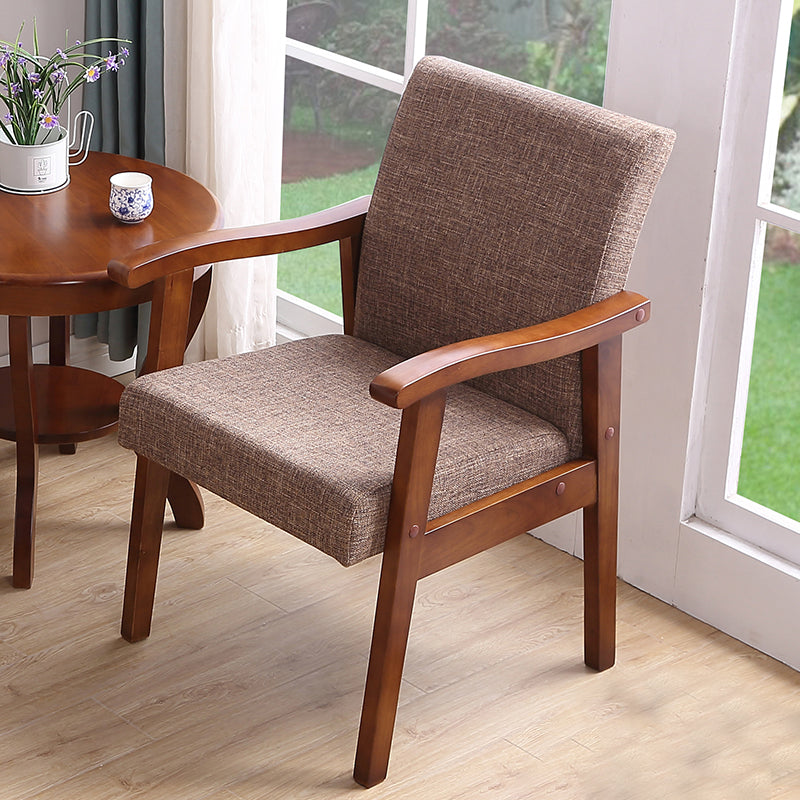 Fauteuil rembourré à dossier solide, fauteuil de salle à manger simple avec pieds en bois