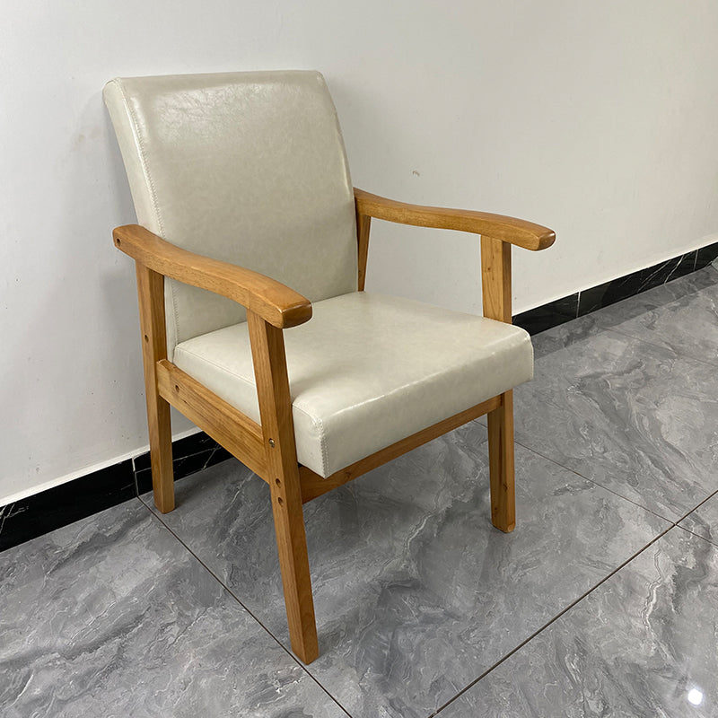 Fauteuil rembourré à dossier solide, fauteuil de salle à manger simple avec pieds en bois
