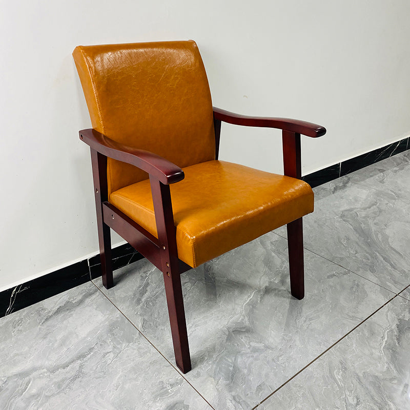 Fauteuil rembourré à dossier solide, fauteuil de salle à manger simple avec pieds en bois