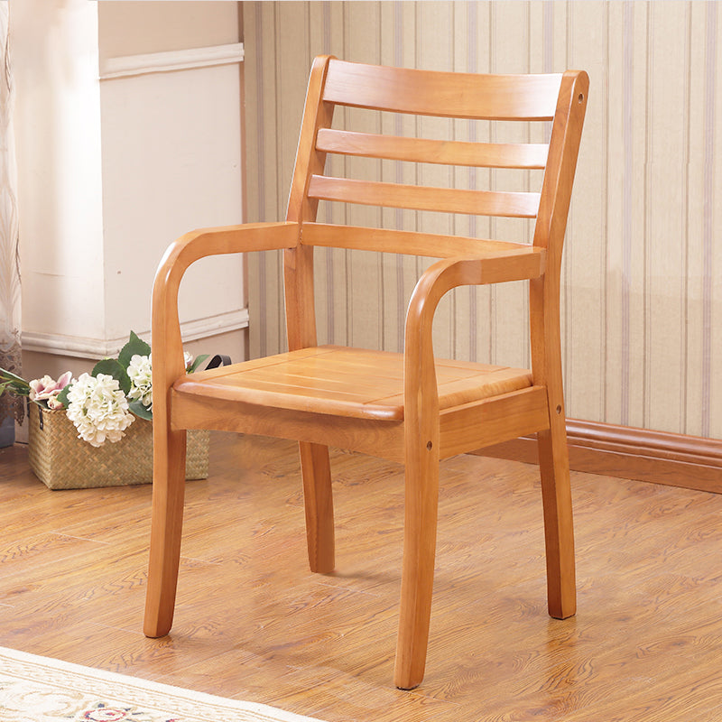 Fauteuil traditionnel en bois d'hévéa, fauteuil de salle à manger simple avec dossier en échelle en bois