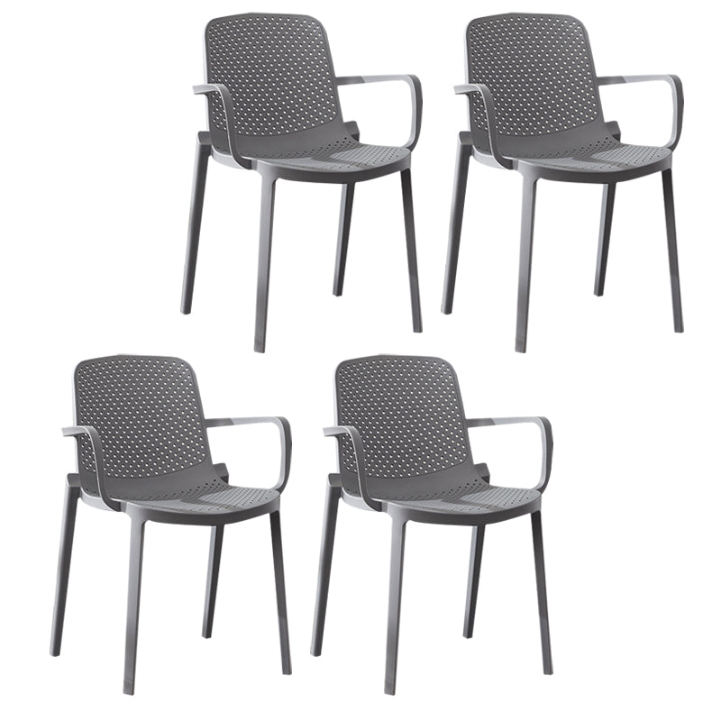 Fauteuils de salle à manger scandinaves en plastique Fauteuils empilables à dossier solide (Ensemble de 4)