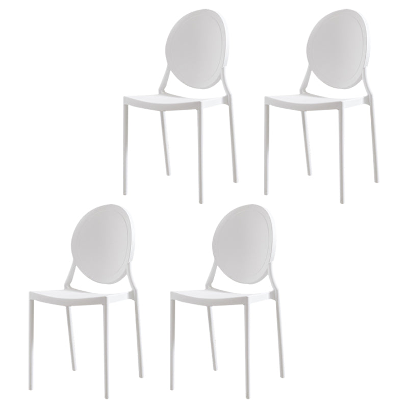 Chaises de salle à manger scandinaves en plastique sans accoudoirs, chaises d'appoint empilables (Ensemble de 4)
