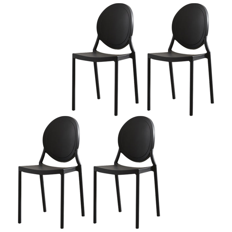 Chaises de salle à manger scandinaves en plastique sans accoudoirs, chaises d'appoint empilables (Ensemble de 4)