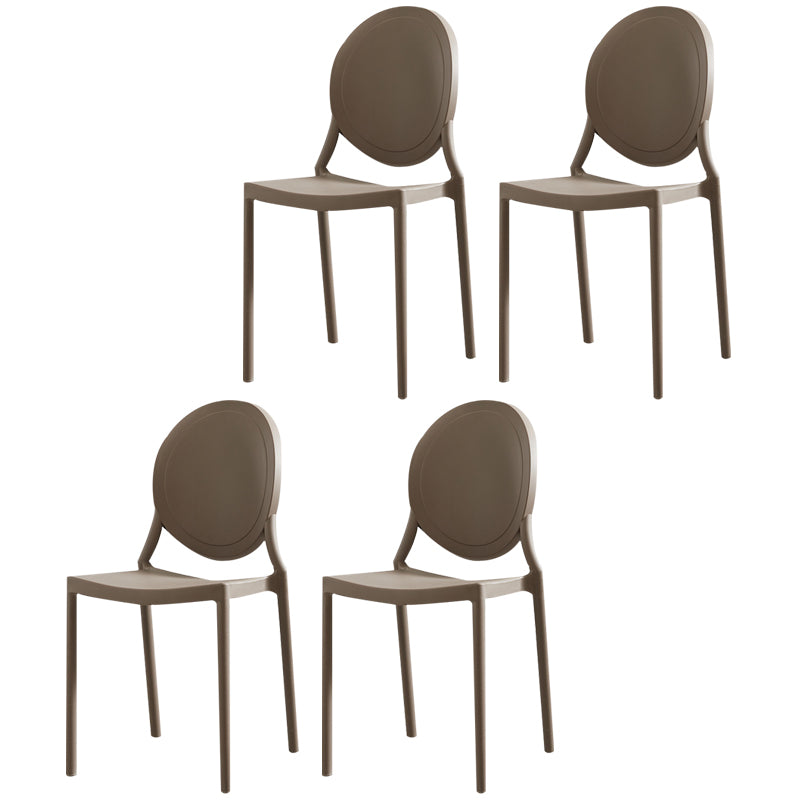 Chaises de salle à manger scandinaves en plastique sans accoudoirs, chaises d'appoint empilables (Ensemble de 4)