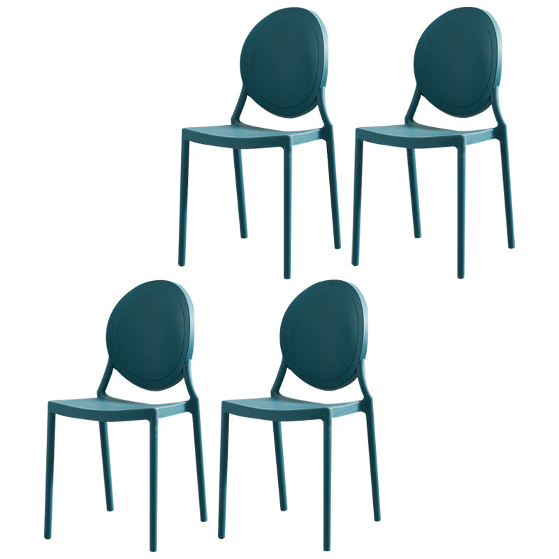 Chaises de salle à manger scandinaves en plastique sans accoudoirs, chaises d'appoint empilables (Ensemble de 4)