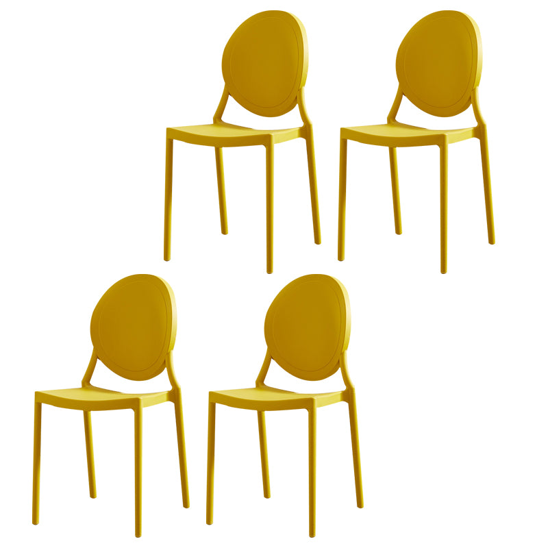 Chaises de salle à manger scandinaves en plastique sans accoudoirs, chaises d'appoint empilables (Ensemble de 4)
