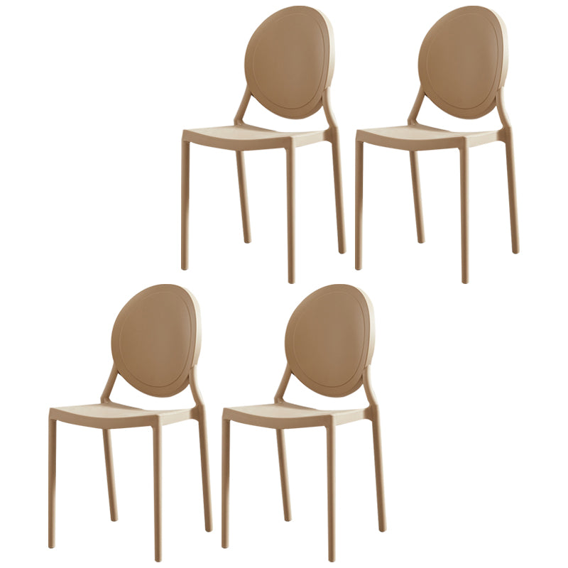 Chaises de salle à manger scandinaves en plastique sans accoudoirs, chaises d'appoint empilables (Ensemble de 4)