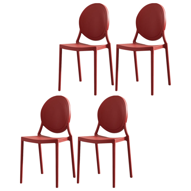 Chaises de salle à manger scandinaves en plastique sans accoudoirs, chaises d'appoint empilables (Ensemble de 4)