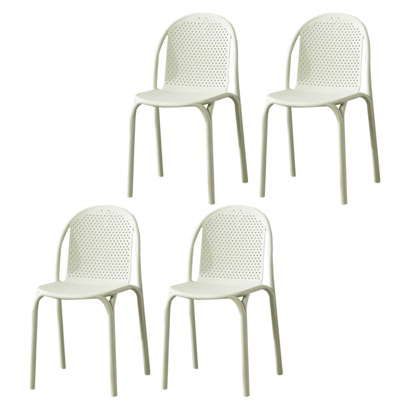 Chaise d'appoint de salle à manger empilable en plastique Chaises de salle à manger scandinaves sans accoudoirs (Ensemble de 4)