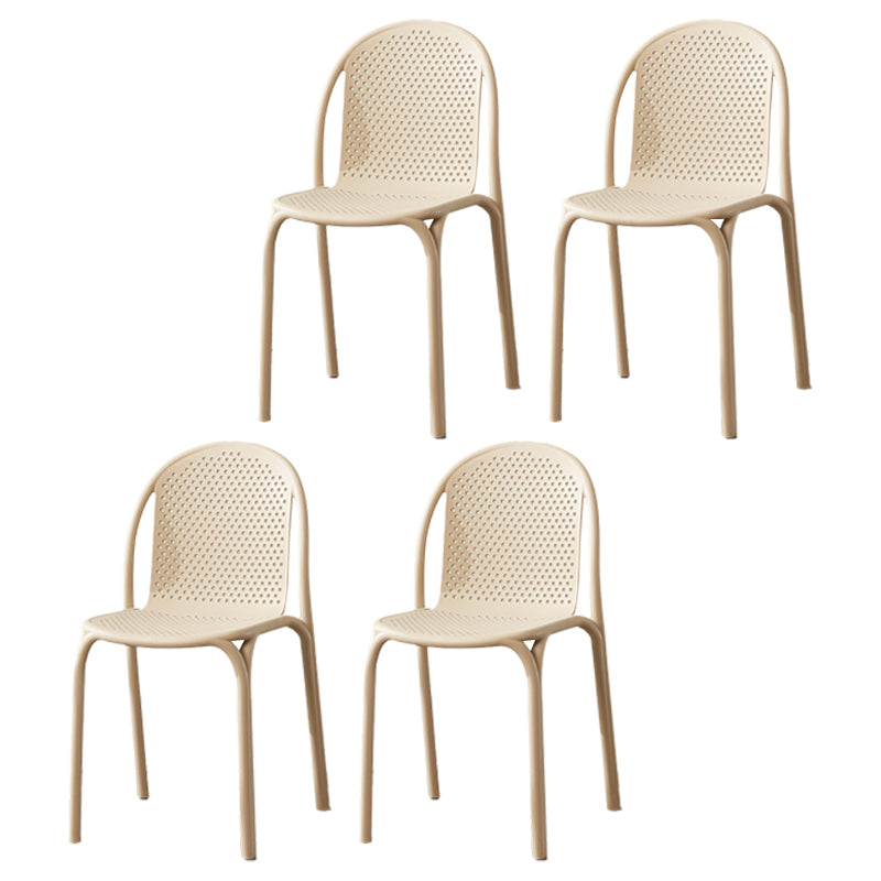 Chaise d'appoint de salle à manger empilable en plastique Chaises de salle à manger scandinaves sans accoudoirs (Ensemble de 4)