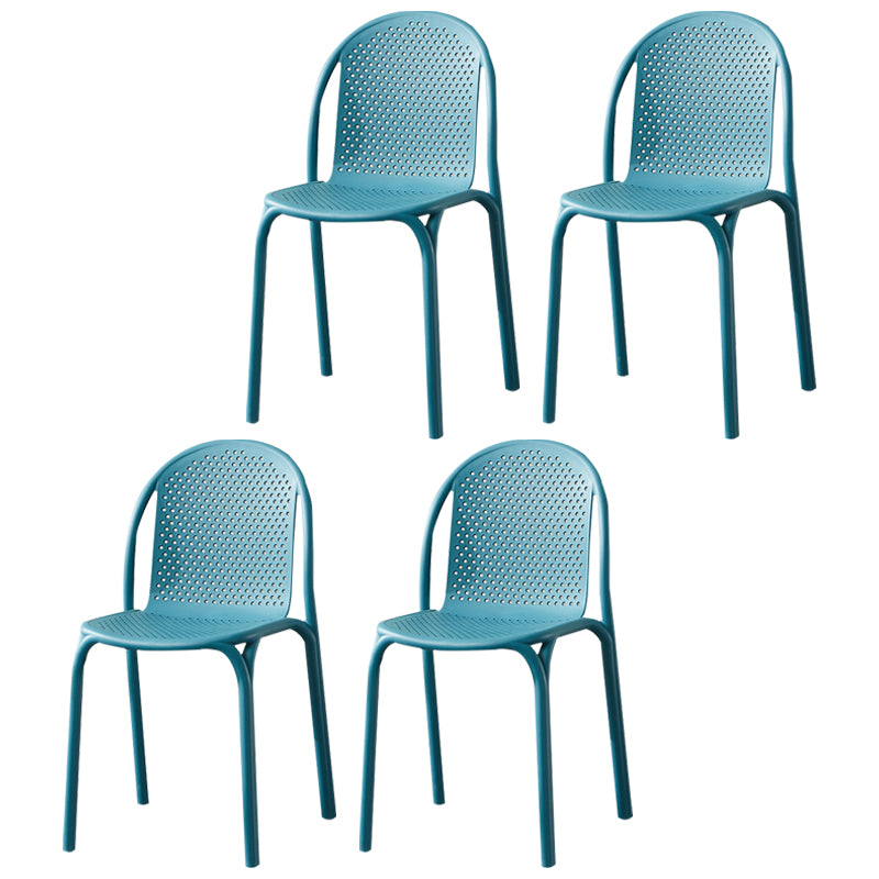 Chaise d'appoint de salle à manger empilable en plastique Chaises de salle à manger scandinaves sans accoudoirs (Ensemble de 4)